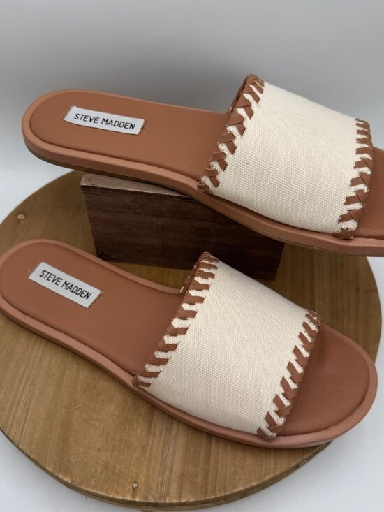 Steve Madden Kaya Cream Sandals Slides woman’s size 10 spring summer - Picture 3 of 11